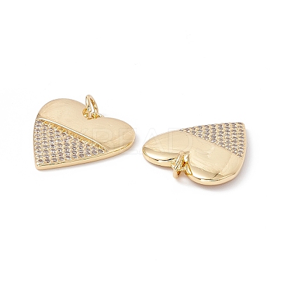 Rack Plating Brass Micro Pave Clear Cubic Zirconia Pendants X-ZIRC-C040-18G-1