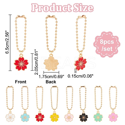 Alloy Enamel Sakura Flower Pendants Decoration HJEW-PH01807-1