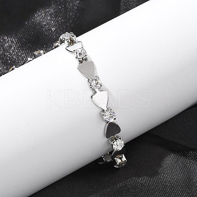 304 Stainless Steel Rhinestone Cup Chain Bracelets for Women BJEW-F488-26A-P-1