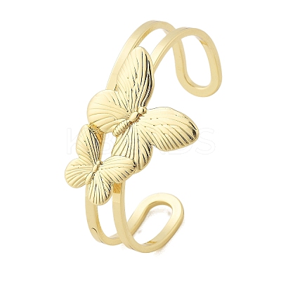 Butterfly Brass Cuff Open Bangles BJEW-M060-01G-02-1