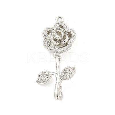 Brass Micro Pave Clear Cubic Zirconia Pendants KK-B096-03P-1