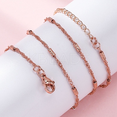 Brass Singapore Chains Necklaces for Women NJEW-D302-04RG-1