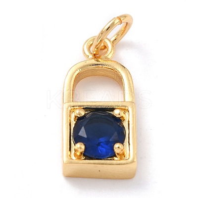 Real 18K Gold Plated Brass Micro Pave Cubic Zirconia Charms ZIRC-L100-080G-1