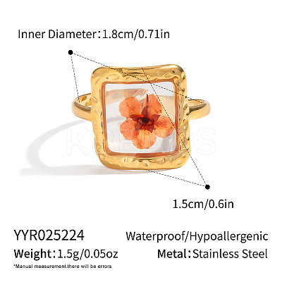 304 Stainless Steel with Enamel Flower Open Rings for Women LS-VV0742-3-1