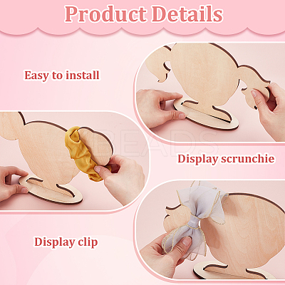 2 Bags 2 Styles Cute Girl Shaped Wood Hair Clip Holders ODIS-GA0001-74-1