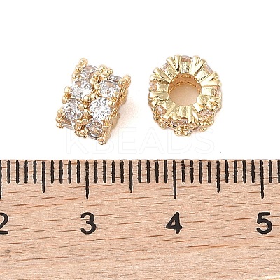Brass Micro Pave Clear Cubic Zirconia Beads KK-B100-003G-1