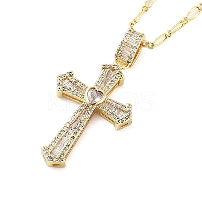 Brass Clear Cubic Zirconia Pendant Necklaces for Women NJEW-M009-05G-B-1