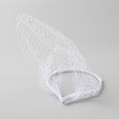 Bridal Rhinestones Pearl Mesh Veil Cloth Hair Bands MRMJ-WH0082-05B-02-1