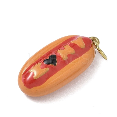 304 Stainless Steel Hot Dog Shape Enamel Pendants LS-ENAM-I086-01-1