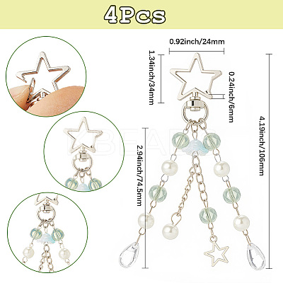 4Pcs Acrylic & ABS Plastic Pearl Jellyfish Pendant Decorations KEYC-SP0001-32A-1