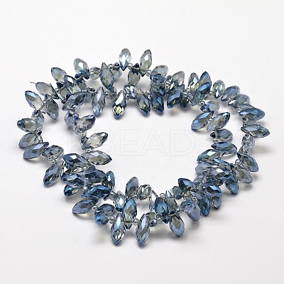 Faceted Teardrop Full Rainbow Plated Electroplate Glass Beads Strands EGLA-J131-FR10-1