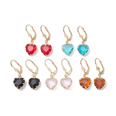 Glass Leverback Earring EJEW-C077-14KCG-1