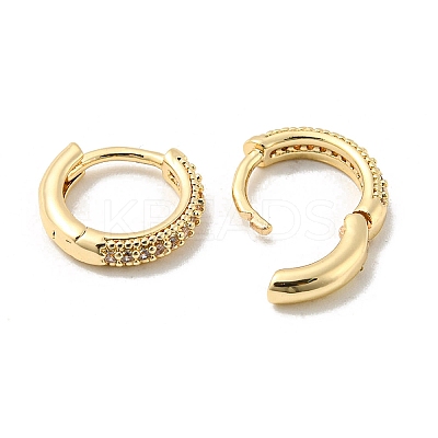 Brass Micro Pave Clear Cubic Zirconia Hoop Earrings for Women EJEW-E295-26KCG-1