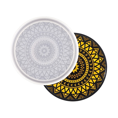 DIY Flat Round Cup Mat Silicone Molds DIY-E036-07-1