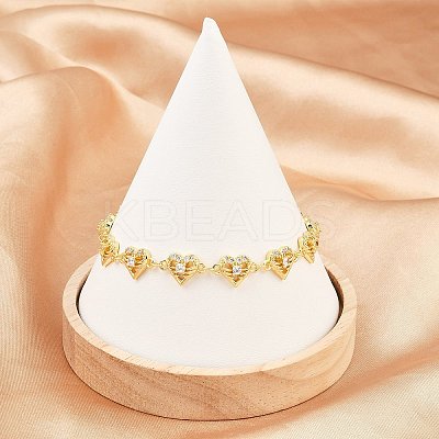 Brass Micro Pave Clear Cubic Zirconia Link Chain Bracelets for Women BJEW-A090-09C-G-1