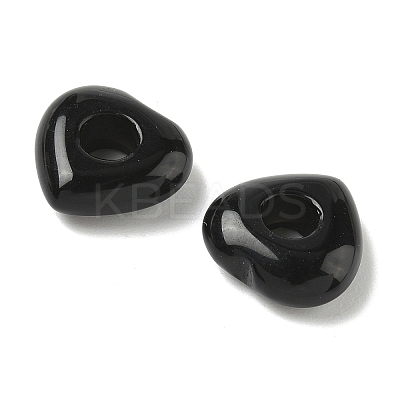 Natural Black Obsidian European Beads G-C252-01A-1