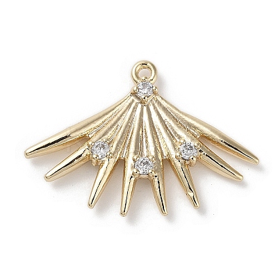 Brass Micro Pave Clear Cubic Zirconia Pendants KK-G491-18G-1