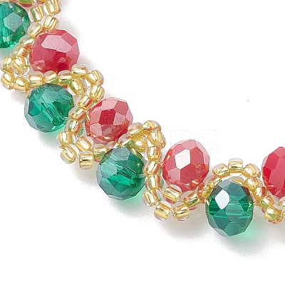 Christmas Glass & Glass Seed Beaded Bracelets for Women BJEW-MZ00228-1