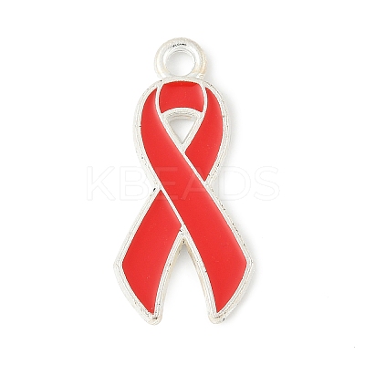 No To Drugs Red Awareness Ribbon Theme Alloy Enamel Pendants LS-ENAM-C026-02B-S-1