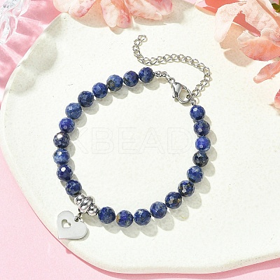 Natural Lapis Lazuli Beaded Bracelets BJEW-JB09886-01-1