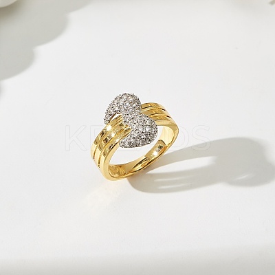 Brass Micro Pave Cubic Zirconia Finger Rings for Women IC2063-1