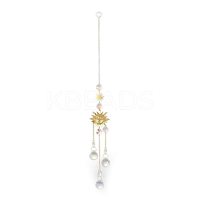Glass Teardrop Big Pendant Decorations HJEW-M005-05A-G-1
