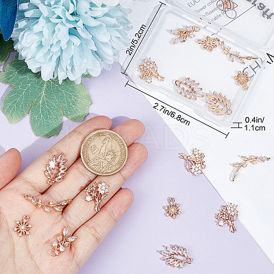 20Pcs 5 Styles Brass Micro Pave Clear Cubic Zirconia Pendants KK-BBC0005-69-1