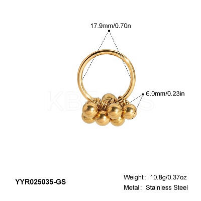 304 Stainless Steel Bead Finger Rings for Women QD5278-1-1