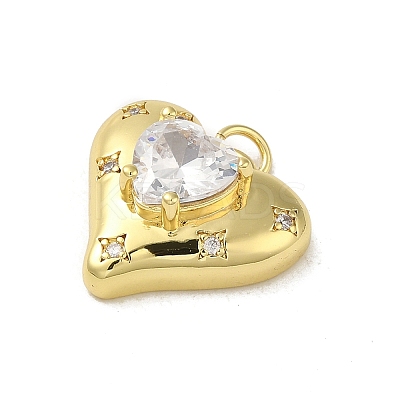 Rack Plating Brass Micro Pave Clear Cubic Zirconia Pendant KK-H473-05G-01-1