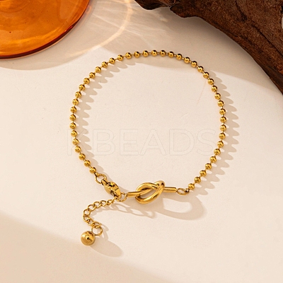 304 Stainless Steel Ball Chain Bracelets for Women BJEW-D407-04G-1