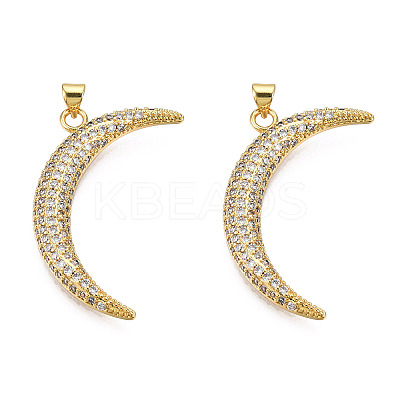 Brass Micro Pave Clear Cubic Zirconia Pendants KK-N227-140LG-1