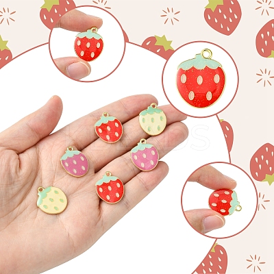 12Pcs 3 Colors Light Gold Plated Alloy Enamel Pendants FIND-FS0002-82-1