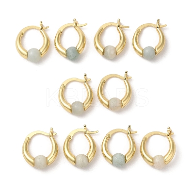 Natural Malaysia Jade Round Beaded Hoop Earrings EJEW-A099-03G-05-1
