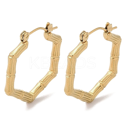 Texture Hexagon 201 Stainless Steel Half Hoop Earrings for Women EJEW-G385-14G-1