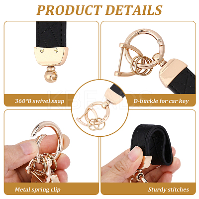 2 Bags 2 Colors PU Leather Keychains KEYC-CL0001-27A-1