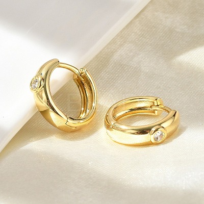 Flat Round Brass Micro Pave Clear Cubic Zirconia Hoop Earrings LS-EJEW-D311-100G-1