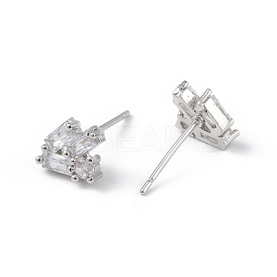 Clear Cubic Zirconia Geometric Stud Earrings EJEW-L234-085P-1
