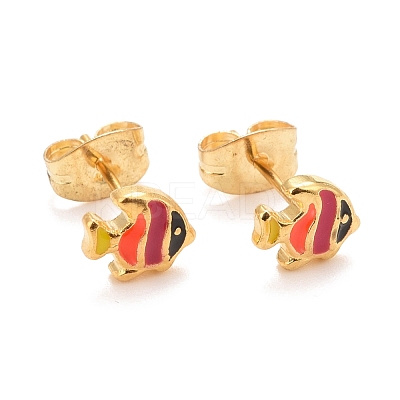304 Stainless Steel Enamel Stud Earrings EJEW-B009-24G-1