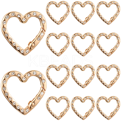 20Pcs Zinc Alloy Rhinestone Spring Gate Rings FIND-SP0004-36LG-1