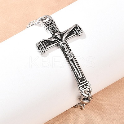 Stainless Steel Cuban Link Chain Bracelets BJEW-D379-05ASP-1