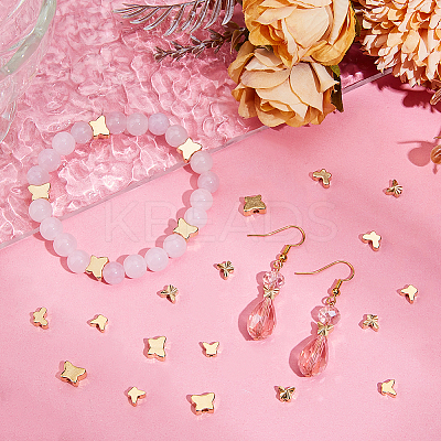 40Pcs 4 Styles Rack Plating Eco-friendly Brass Beads KK-BBC0016-88-1
