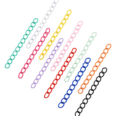 110Pcs 11 Colors Spray Paint Iron Curb Chain Extender IFIN-TA0001-63-1
