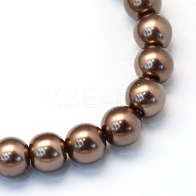 Baking Paint Pearlized Glass Pearl Round Bead Strands X-HY-Q330-8mm-52-1