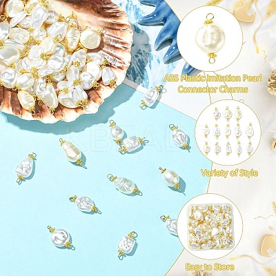 65Pcs 13 Styles ABS Plastic Imitation Pearl Connector Charms PALLOY-CJ00168-1