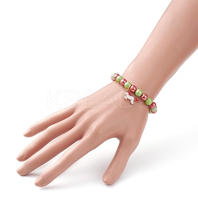 Opaque Acrylic Beads Stretch Bracelet for Kids BJEW-JB06498-1