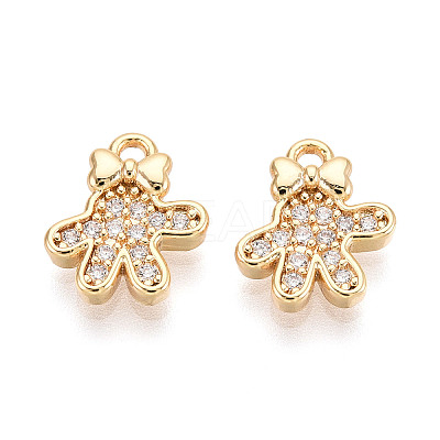 Brass Micro Pave Cubic Zirconia Charms KK-N263-147A-G-1