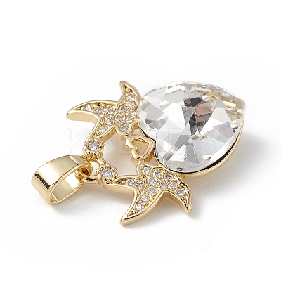 Real 18K Gold Plated Rack Plating Brass Micro Pave Cubic Zirconia Pendants KK-C015-03G-07-1