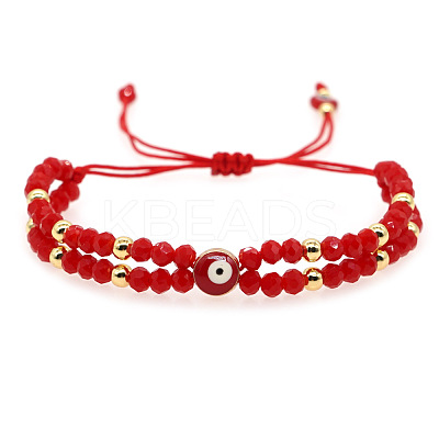Multi-Layer Glass & Brass Beaded Adjustable Bracelets CL9505-1-1