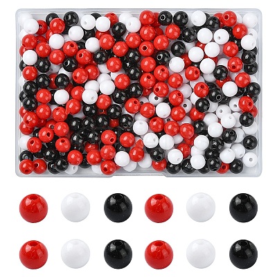 300Pcs 3 Colors Opaque Acrylic Beads MACR-YW0003-13D-1