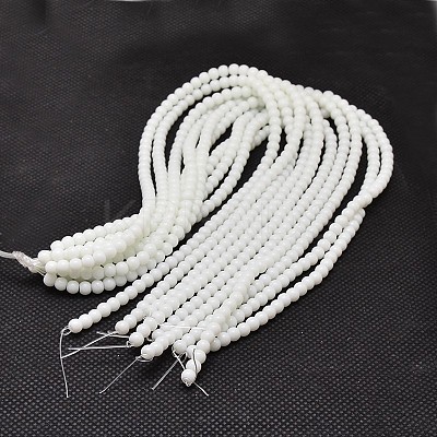 Opaque Solid Color Glass Round Beads Strands GLAA-F032-8mm-01-1